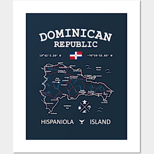 Dominican Republic Map Flag Santo Domingo Capital Posters and Art